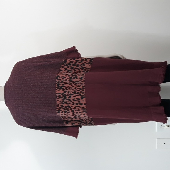 UMGEE S/M Animal Print Linen Blend Raw Hem Bell Sleeve Open Front Cardigan - Picture 8 of 16